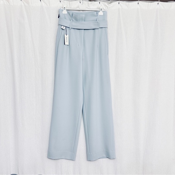 Babaton Pants - Babaton Baby Blue Wide Leg High-Waisted Cream Pants